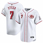 Men's Cincinnati Reds #7 Spencer Steer White Home Limited Stitched Baseball Jersey Dzhi,baseball caps,new era cap wholesale,wholesale hats